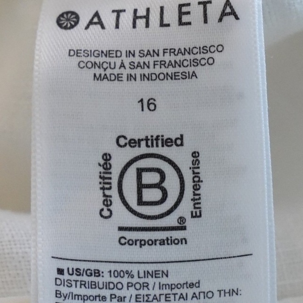Athleta, White 100% Linen Blend Wide Leg Pants Size 16 Elastic Waist Drawstring - Picture 7 of 7